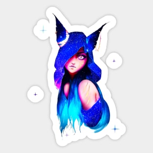 Anime girl cat hat - anime cat lovers Sticker